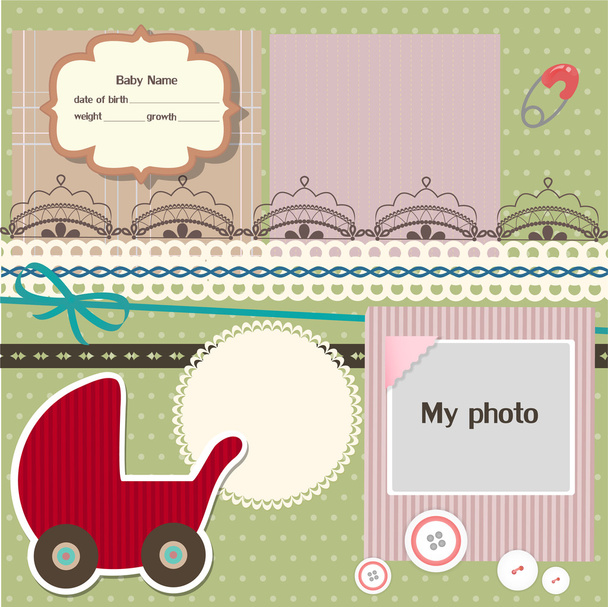 Elementos de álbumes de recuerdos bebé
 - Vector, Imagen