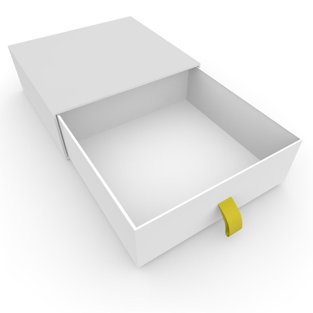 Boîte blanche blanche ouverte avec corde
 - Photo, image