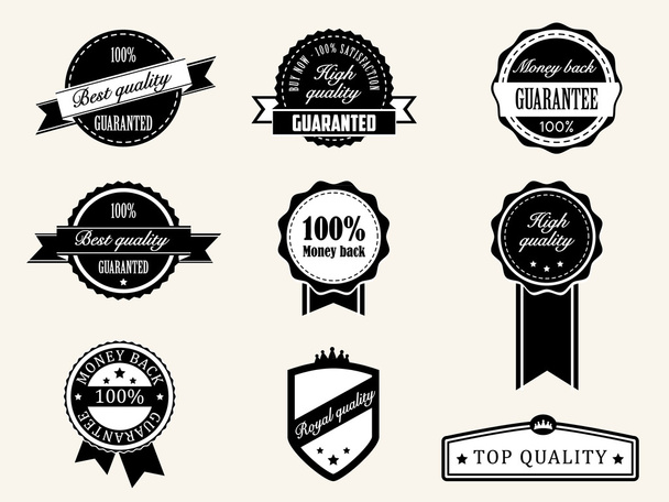 Premium Quality and Guarantee Badges with retro vintage style - ベクター画像