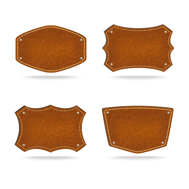 Set of leather tag on white background - Διάνυσμα, εικόνα