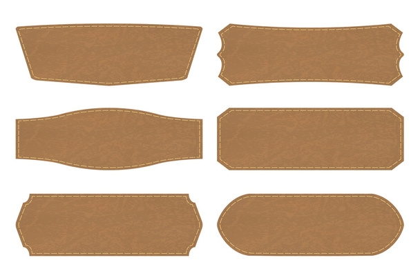 Set de formes d'étiquettes de signe en cuir ou étiquette en cuir
 - Vecteur, image