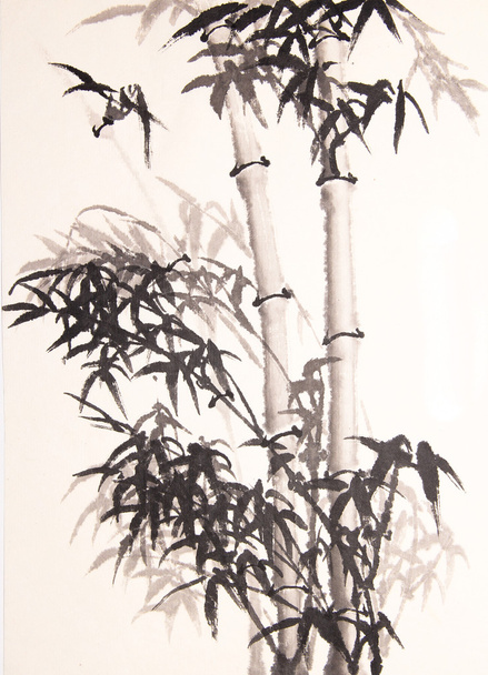 bamboo ink painting hand drawn - Foto, afbeelding