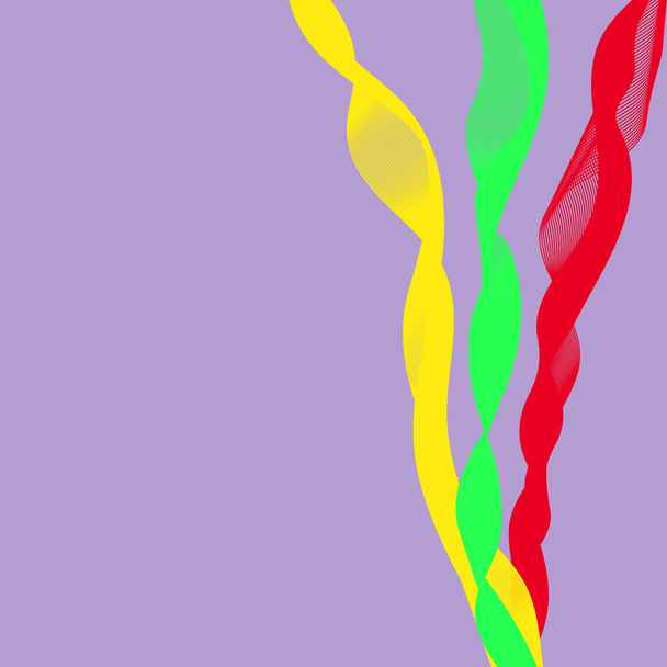 紫色の背景に明るい 3 つの波状リボン - ベクター画像