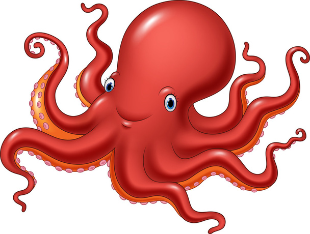 Cartoon šťastný chobotnice izolované na bílém pozadí - Vektor, obrázek