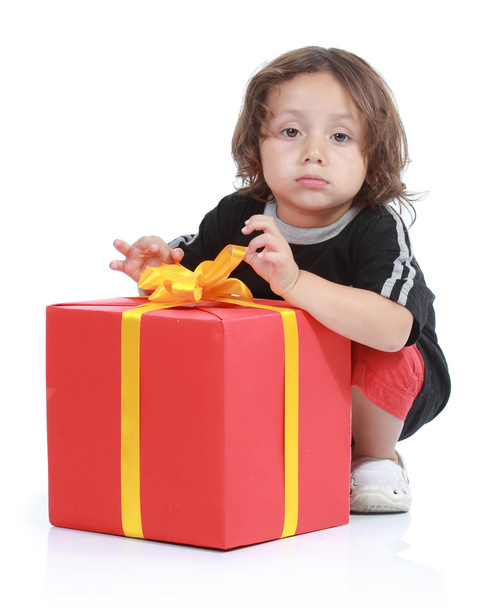 Boy with big gift box - Foto, Bild