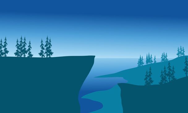 夜のシルエットの崖 - ベクター画像