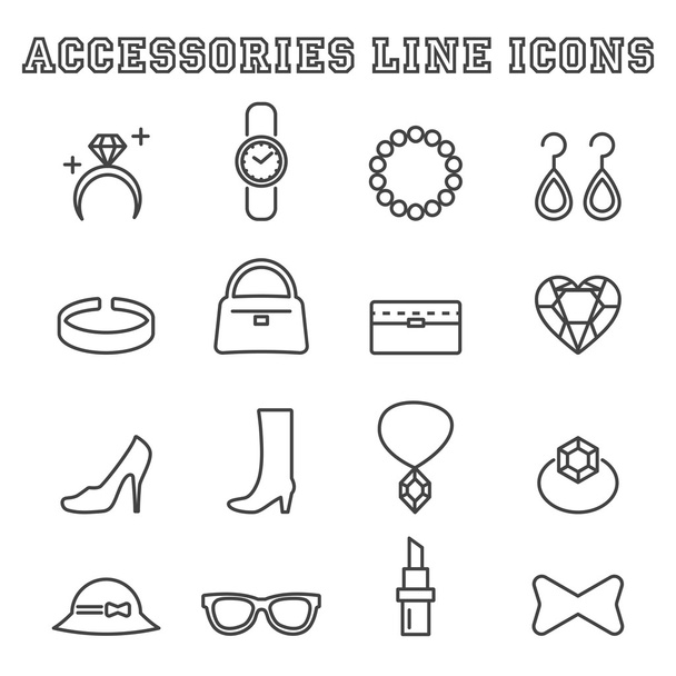 accessoires lijn pictogrammen - Vector, afbeelding