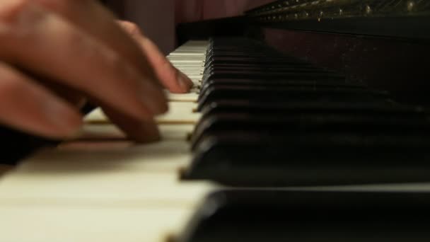 Vrouwelijke handen spelen een zachte stukje klassieke muziek op een prachtige vleugel. Vrouw spelen van de piano, close-up. - Video