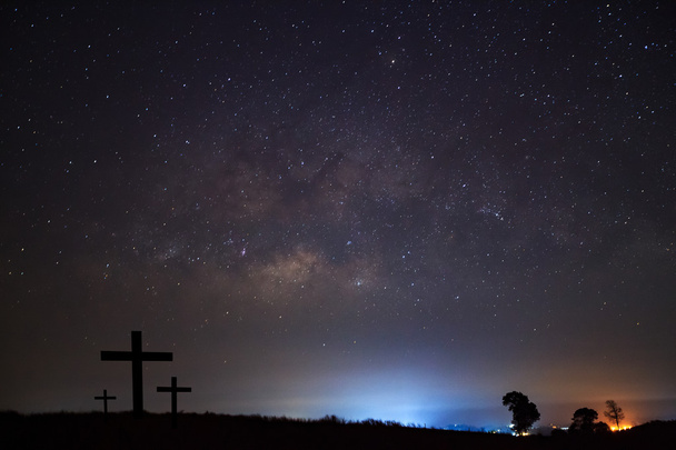 Silueta kříž nad Mléčné dráhy  - Fotografie, Obrázek