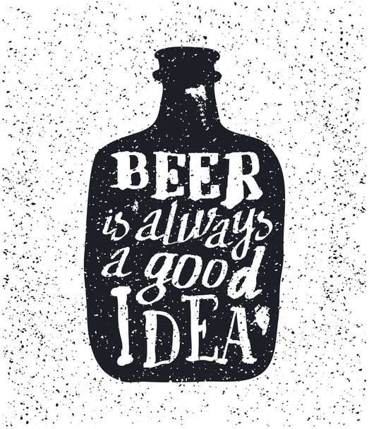 Μπουκάλι μπύρας και χειρόγραφες γράμματα  - Διάνυσμα, εικόνα