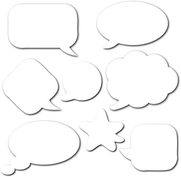 komik konuşma boş beyaz kabarcıklar seti - Fotoğraf, Görsel