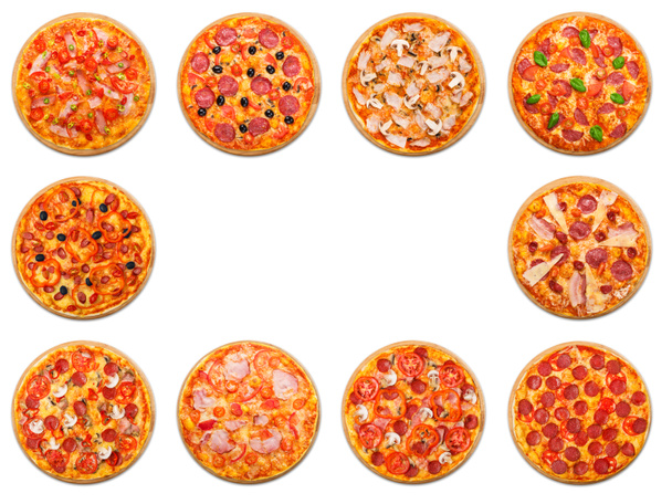 Set de pizza avec copyspace isolé au blanc
 - Photo, image