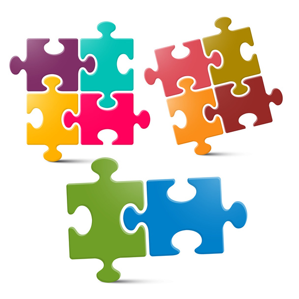 Puzzle - Puzzleteile auf weißem Hintergrund - Vektor, Bild