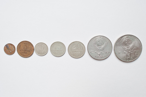 Set of soviet russian ruble coins, all USSR nominals.  - Foto, afbeelding