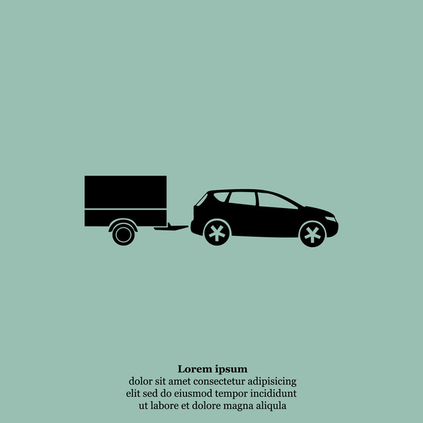 auto met aanhanger pictogram - Vector, afbeelding