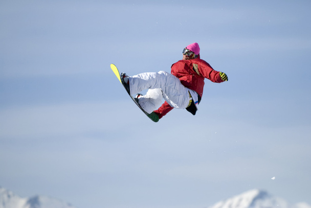 Freestyle snowboarder in les Arcs. France - Photo, Image