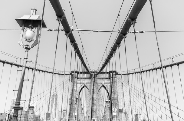 Brooklyn Köprüsü, Nyc ait siyah-beyaz fotoğraf - Fotoğraf, Görsel