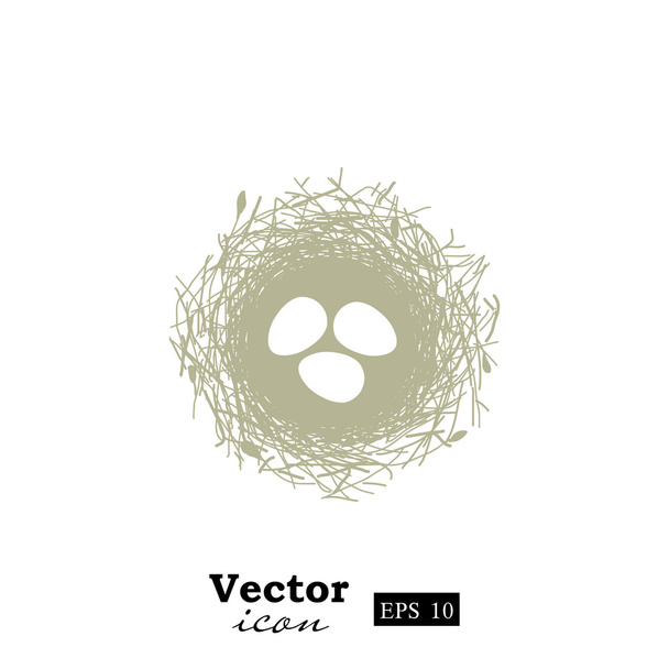 huevos en el icono del nido
 - Vector, imagen