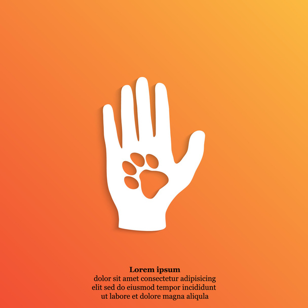Menschliche Hand mit tierischem Pfotensymbol - Vektor, Bild