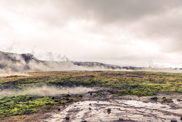 Geothermal activity in a landscape from Iceland - Fotoğraf, Görsel