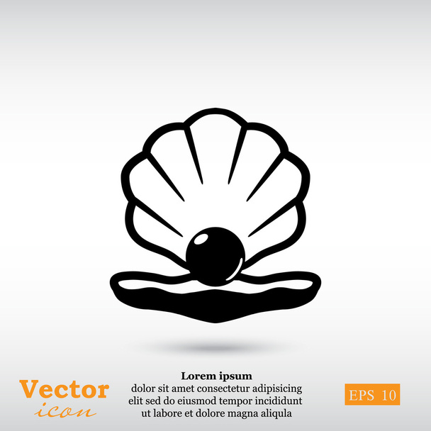 pérola no ícone de concha
 - Vetor, Imagem