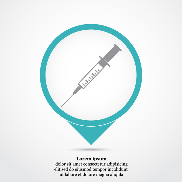 медицинский шприц, иконка вакцинации
 - Вектор,изображение
