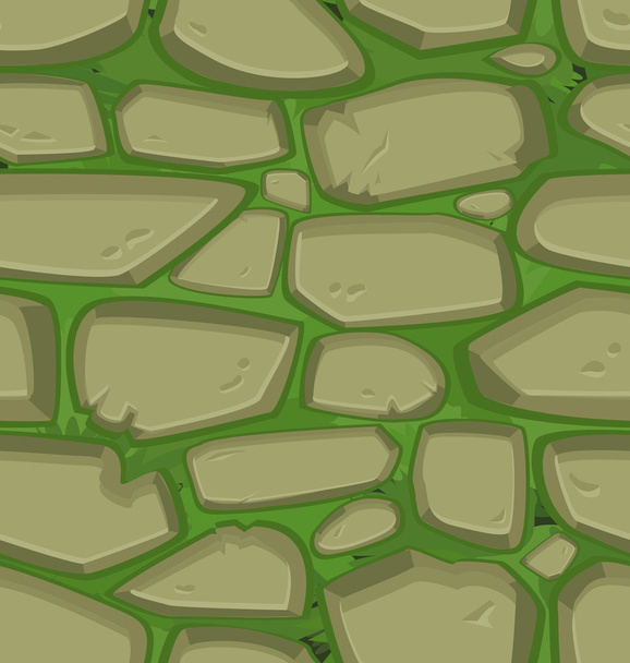 Green grass with stones. Seamless - Vector, Imagen