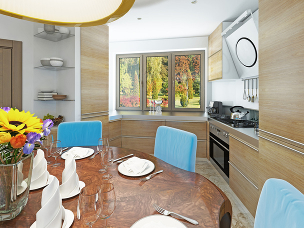 moderne Küche Esszimmer im Stil von Kitsch.  - Foto, Bild