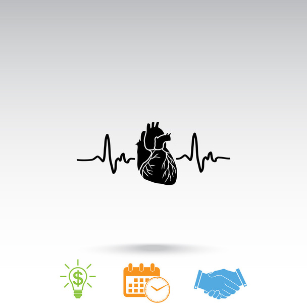 kalp Elektrokardiyogram simgesi - Vektör, Görsel