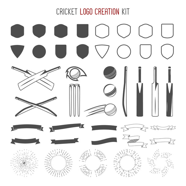 Kit di creazione del logo di cricket.   - Vettoriali, immagini