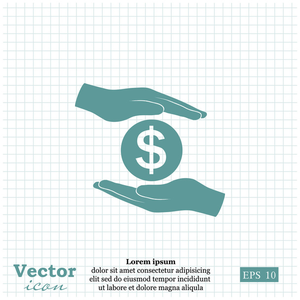 manos sosteniendo símbolo del dólar icono
 - Vector, imagen