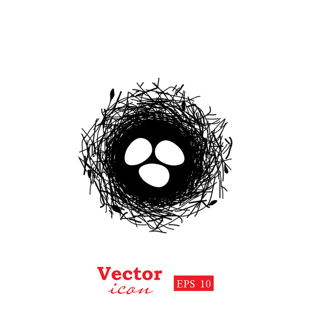 huevos en el icono del nido
 - Vector, imagen
