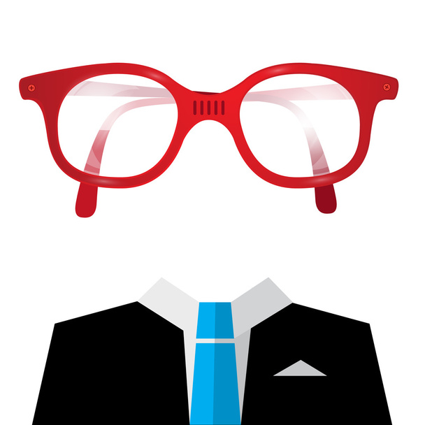 Kék nyakkendő öltöny üres arc szemüveg - Vektor, kép