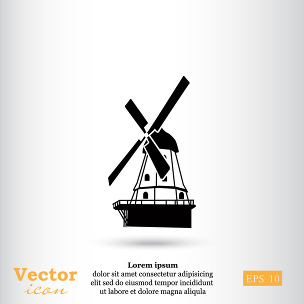 traditionele boerderij windmolen pictogram - Vector, afbeelding