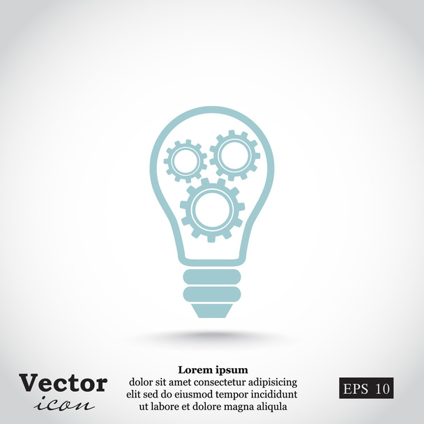 light bulb with gear wheels icon - Vector, Image