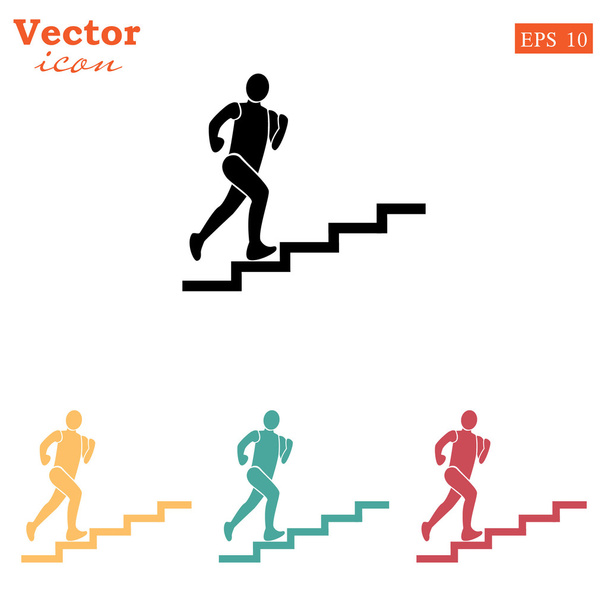 階段のアイコンを登る人 - ベクター画像
