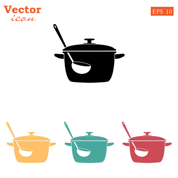cooking pan and ladle icons set - Vector, Image