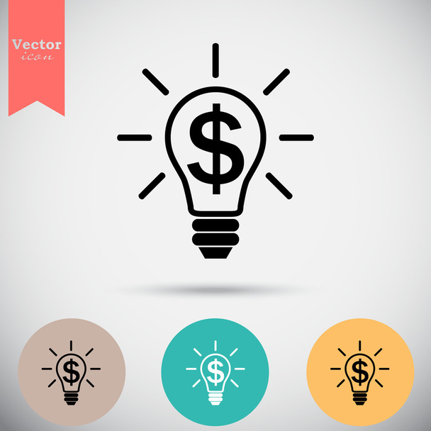 ikona žárovky a znak dolaru - Vektor, obrázek