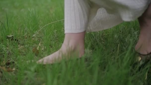 Young Womens Feet Walking on the Grass - Footage, Video