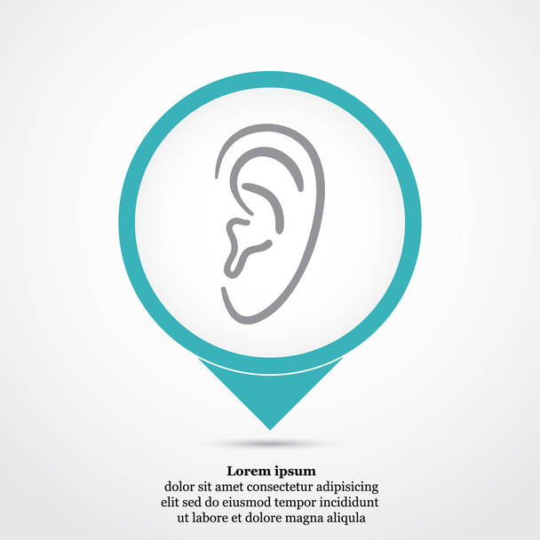 Menselijk oor pictogram - Vector, afbeelding