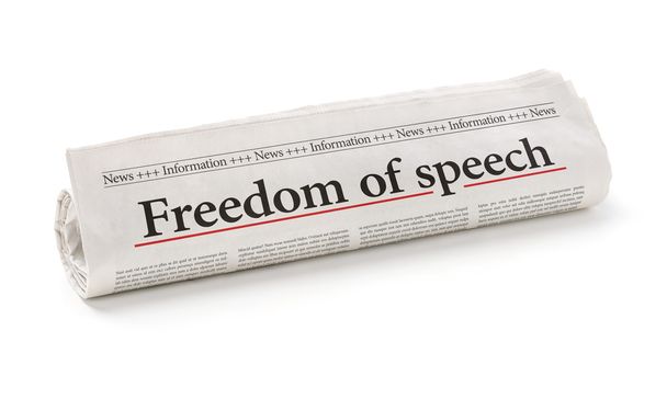Ρολό εφημερίδα με τον τίτλο Ελευθερία του λόγου - Φωτογραφία, εικόνα