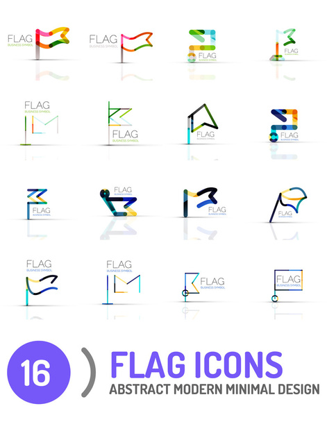 Set logo icona bandiera, design lineare
 - Vettoriali, immagini
