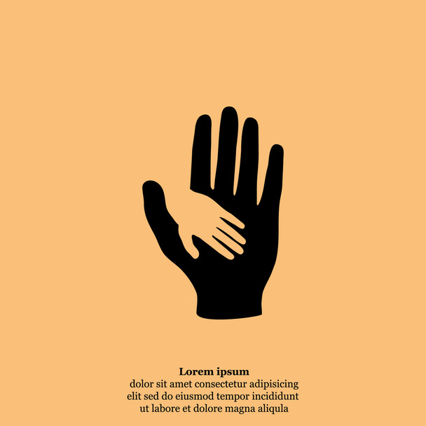 kind en ouder handen-pictogram - Vector, afbeelding