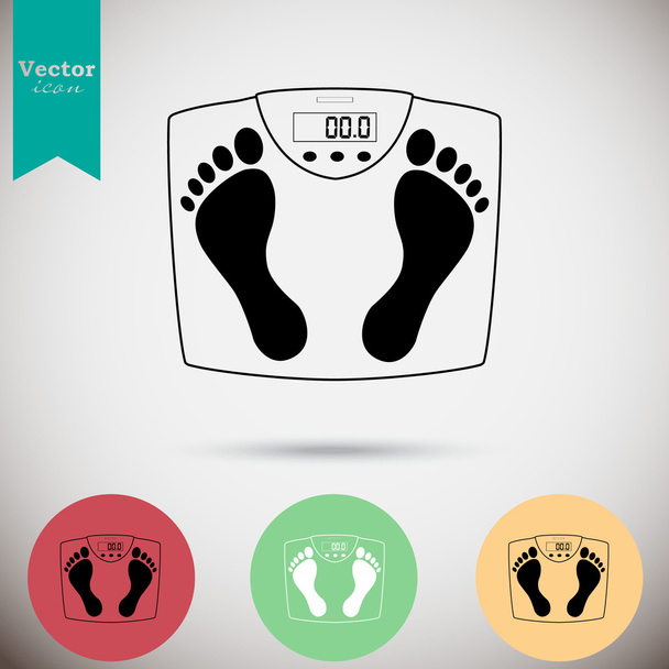 electronic scales and footprints icon - Vector, Image