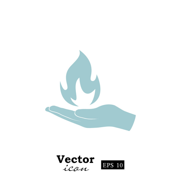 Ręka trzyma ikona ognia - Wektor, obraz