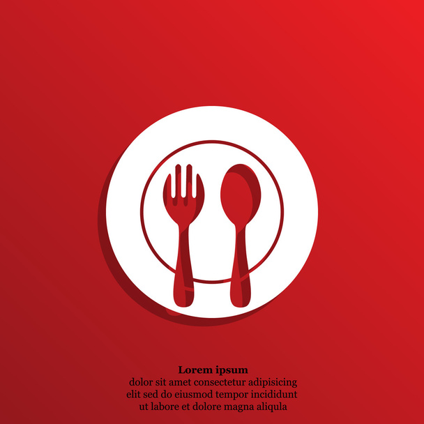 almuerzo, tenedor, cuchara placa icono
 - Vector, Imagen