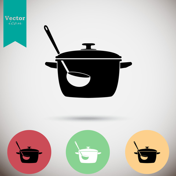 cooking pan and ladle icons set - Vector, Image