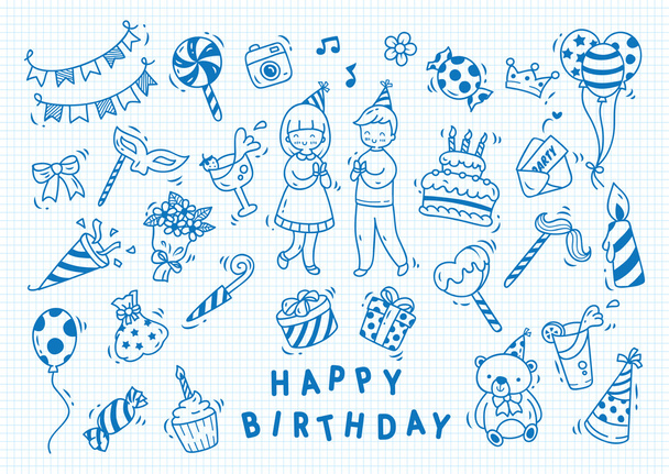 elementos de celebración de cumpleaños de dibujos animados
 - Vector, Imagen