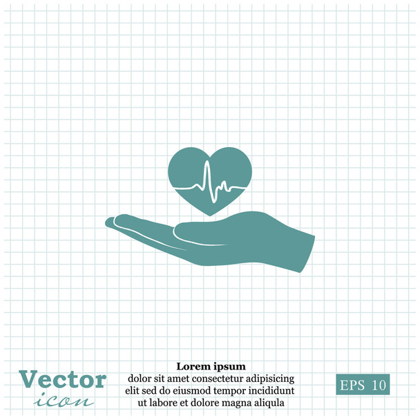 ruka držící srdeční tep ikonou - Vektor, obrázek