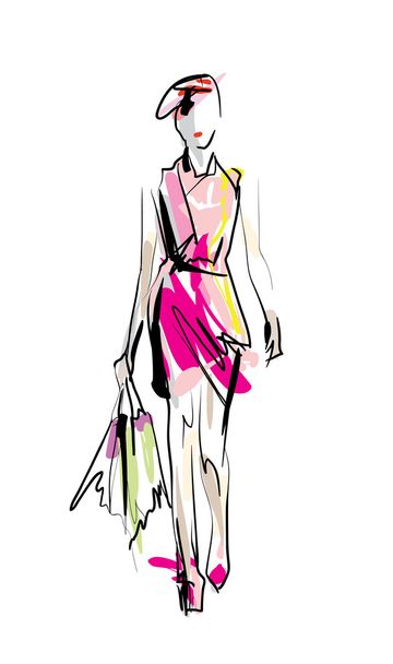 Fashion model. Sketch. - Vetor, Imagem
